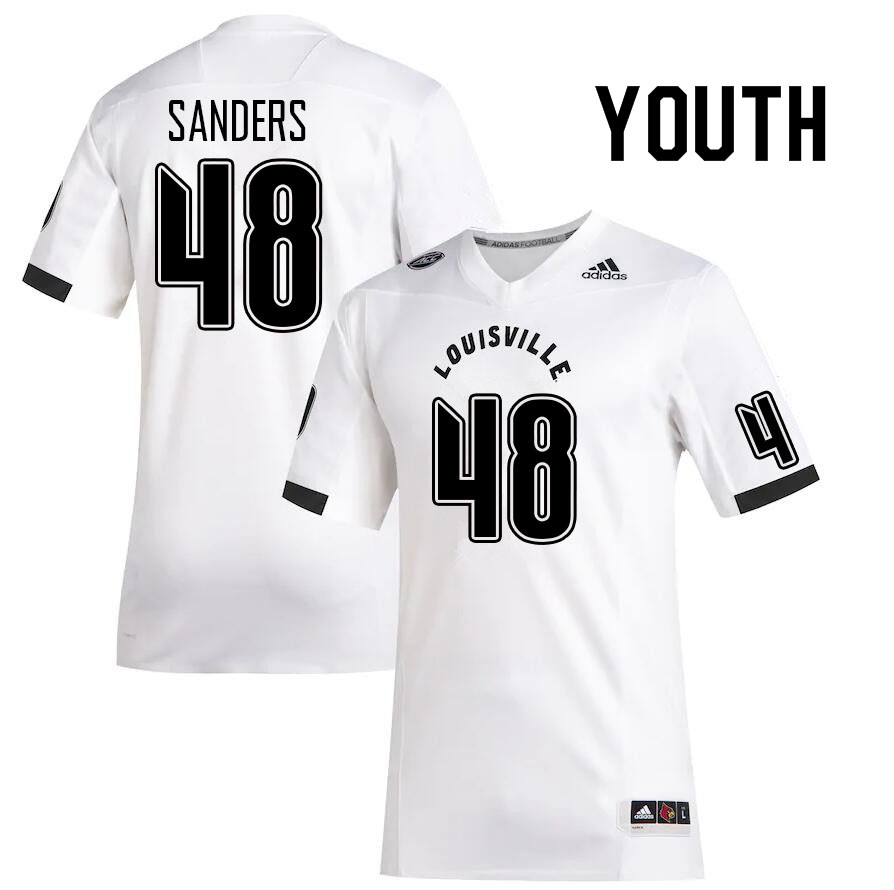 Youth #48 Dakarian Sanders Louisville Cardinals College Football Jerseys Sale-White - Click Image to Close